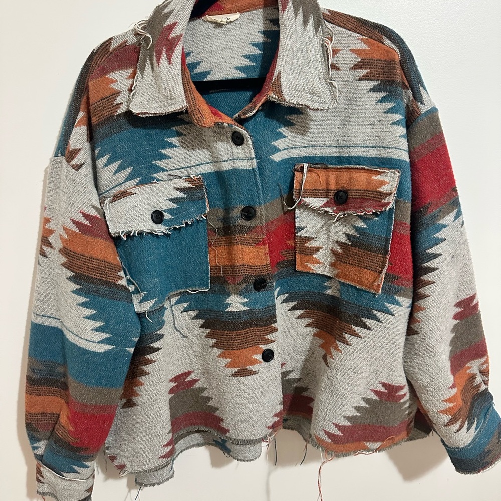 Southwestern Patterned Button-Up Jacket - image 1